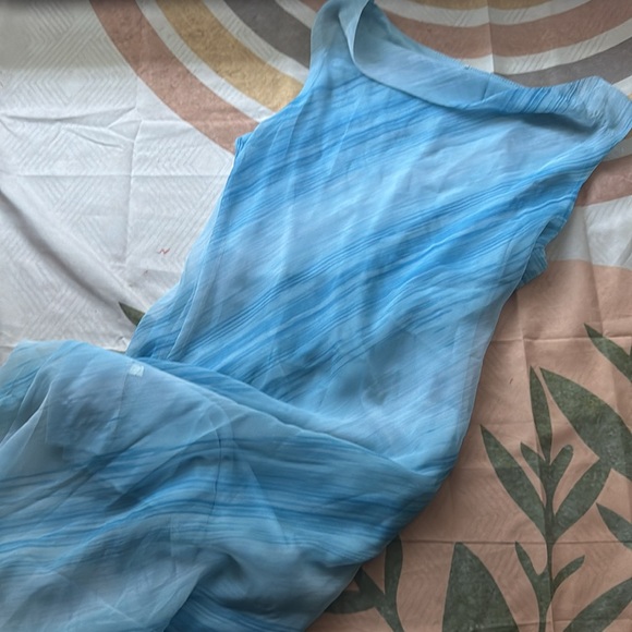 3/$10 Light Blue White Cowl Neckline Midi Dress - Picture 2 of 4